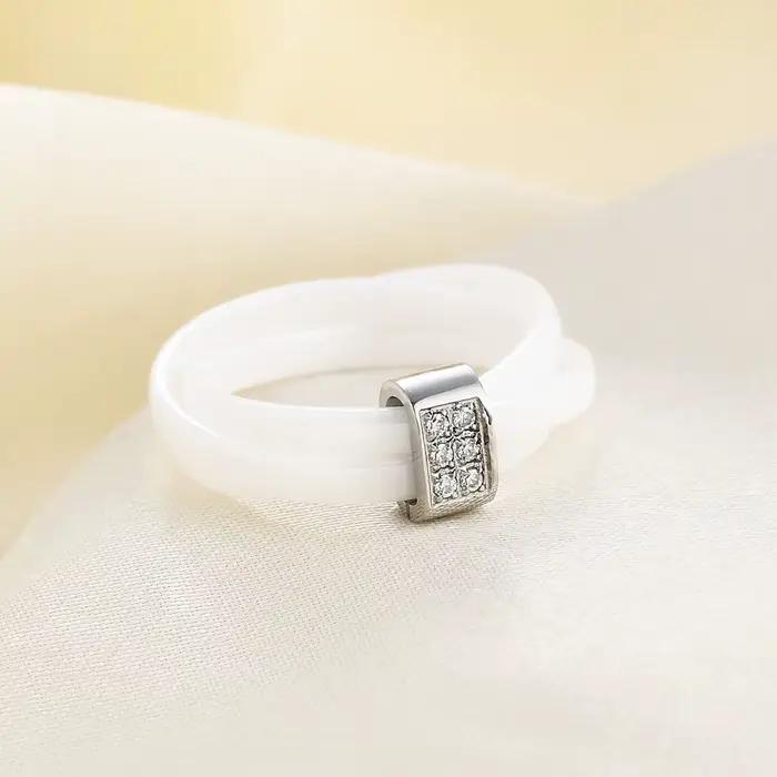 Bague en céramique noire et blanche pour femme, ensemble de phases croisées d'ouverture, bague en acier au titane, bijoux Zunderes, cadeau de fête, nouvelle mode