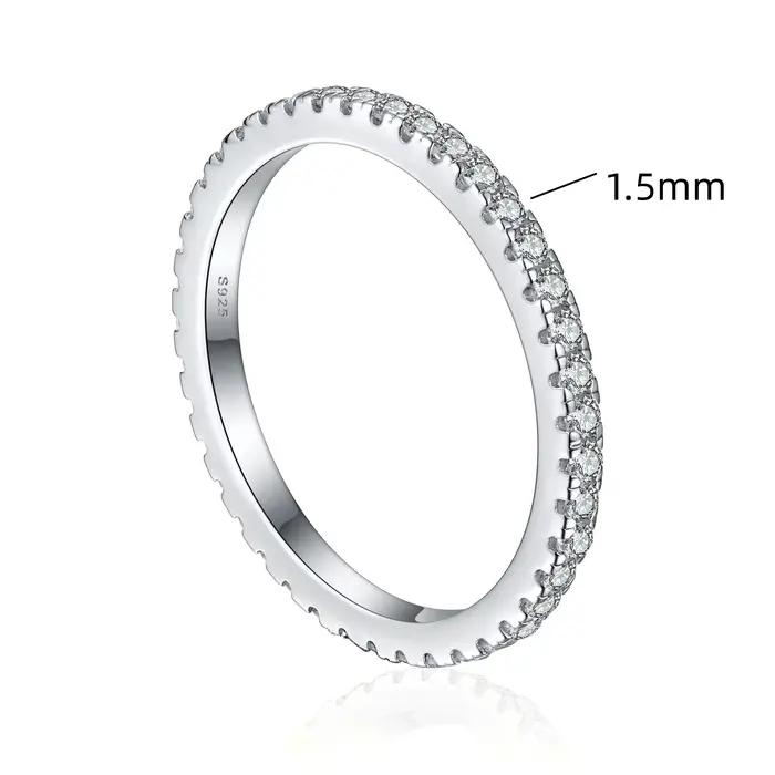 Bague en argent sterling 925 avec moissanite 100% - Super brillante - Pour femmes - Bijoux de mariage - Fiançailles - Imitation diamant - Cadeaux de mode - Soirée