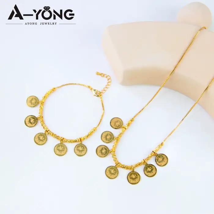 Parure de bijoux turques Lira en plaqué or 21 carats