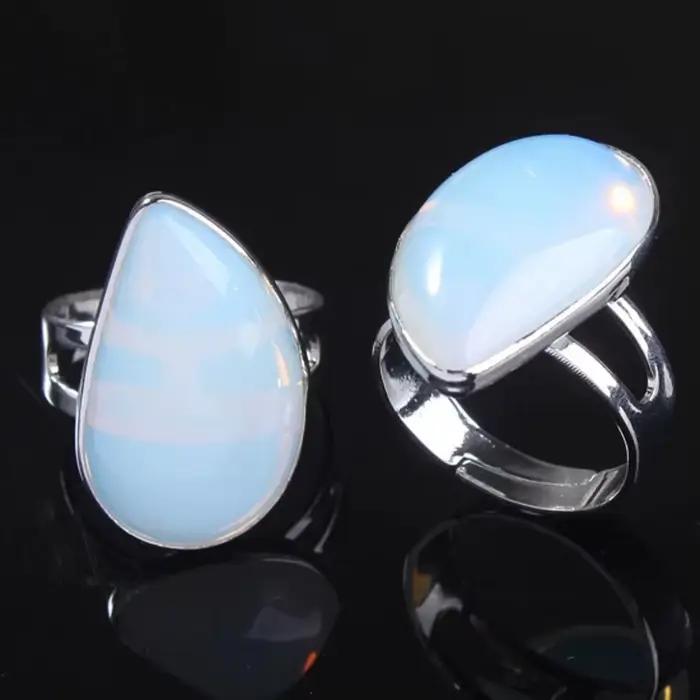 Bague en pierre de cristal de guérison Reiki naturelle, larme rose, quartz rose, agates, rebrodé, goutte d'eau, bijoux de fête et de mariage