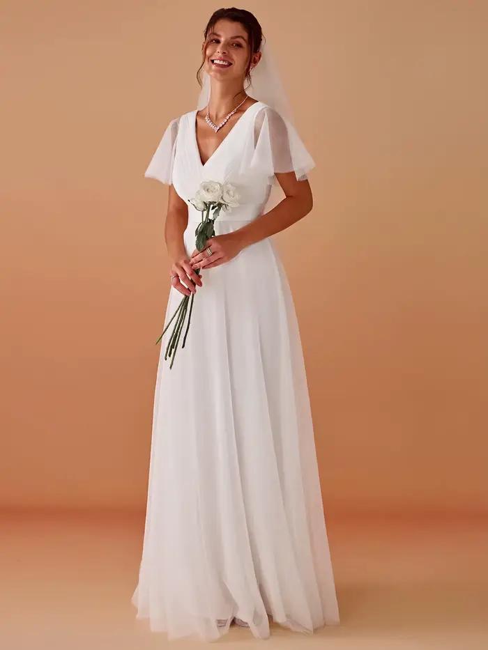 Robes de mariée blanches élégantes avec manches