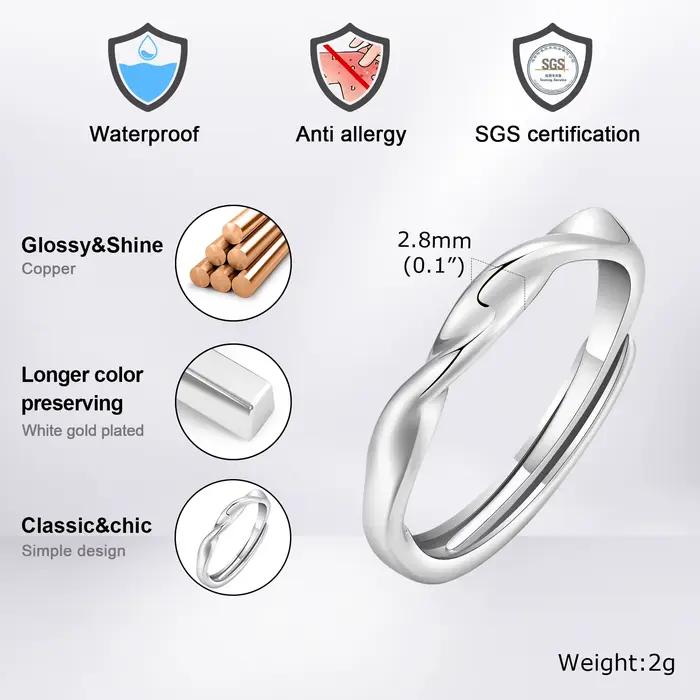 Bague Torsadée Minimaliste en Argent Sterling 925 pour Hommes Alliances de Mariage Unisexes Occasions Spéciales