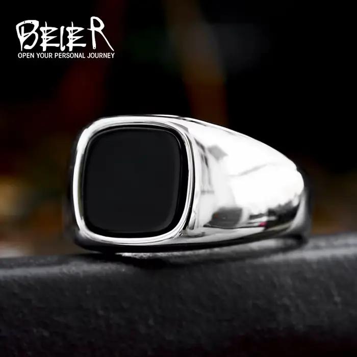 Bague en acier inoxydable poli pour hommes
