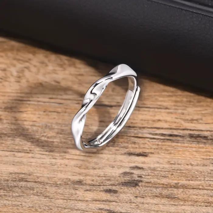Bague Torsadée Minimaliste en Argent Sterling 925 pour Hommes Alliances de Mariage Unisexes Occasions Spéciales