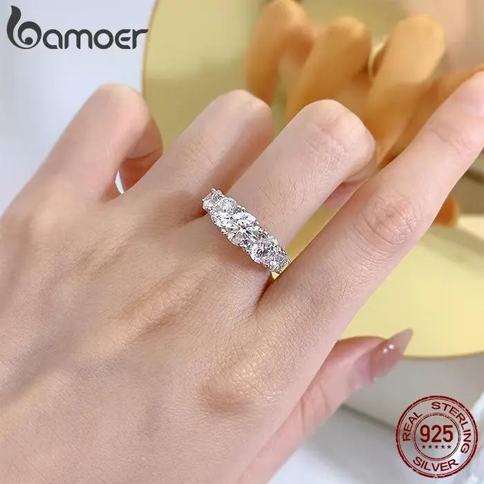 Bamoer Moissanite bague coeur réglage D couleur VVS1 EX laboratoire diamant