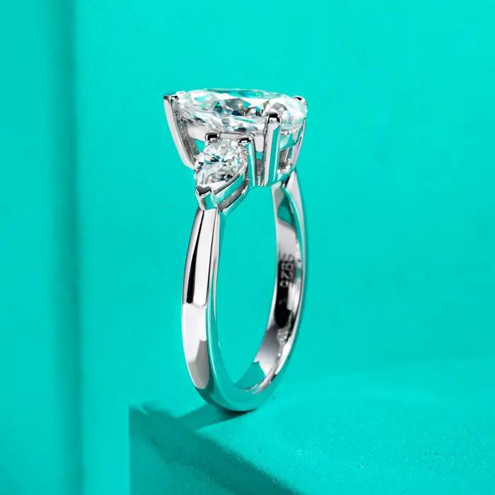 4cttw poire coupe D couleur Moissanite bague de fiançailles plaqué or 18K classique