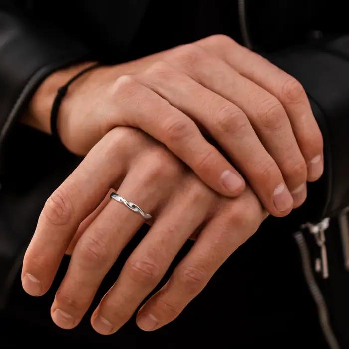 Bague Torsadée Minimaliste en Argent Sterling 925 pour Hommes Alliances de Mariage Unisexes Occasions Spéciales