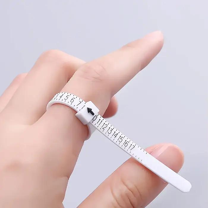 1 pièce Mètre de mesure de taille de bague, Outil de mesure de taille de doigt réutilisable, Ruban de mesure de taille de doigt, Outil de dimensionnement de bijoux pour tailles de bagues 1-17