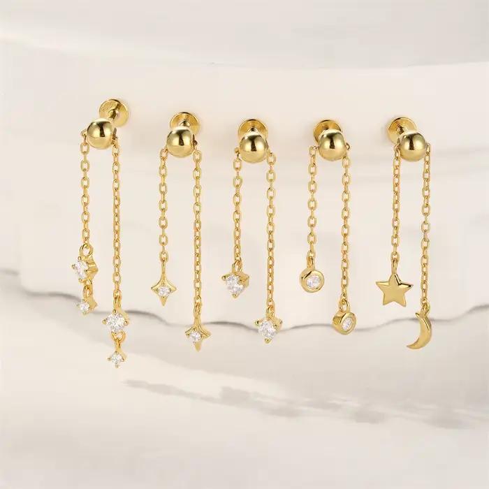 Boucles d'oreilles à clous 925 en argent sterling serties de zirconium pour femmes, bijoux fins pour occasions spéciales et cadeaux personnalisables