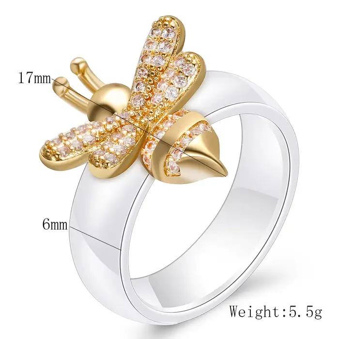 Bague de fiançailles en céramique noire et blanche, design de mariage, bijou élégant à la mode pour femmes occasions spéciales comme le mariage tracker de sommeil