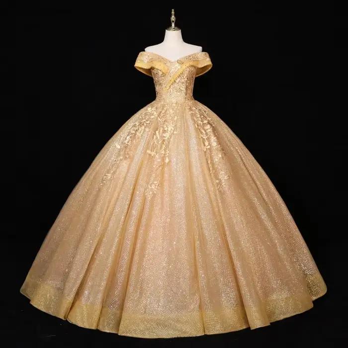 Robe de Mariée Palace Dream Asymétrique Epaule Dénudée Jupe Moelleuse Robe de Soirée Personnalisée Occasions Spéciales