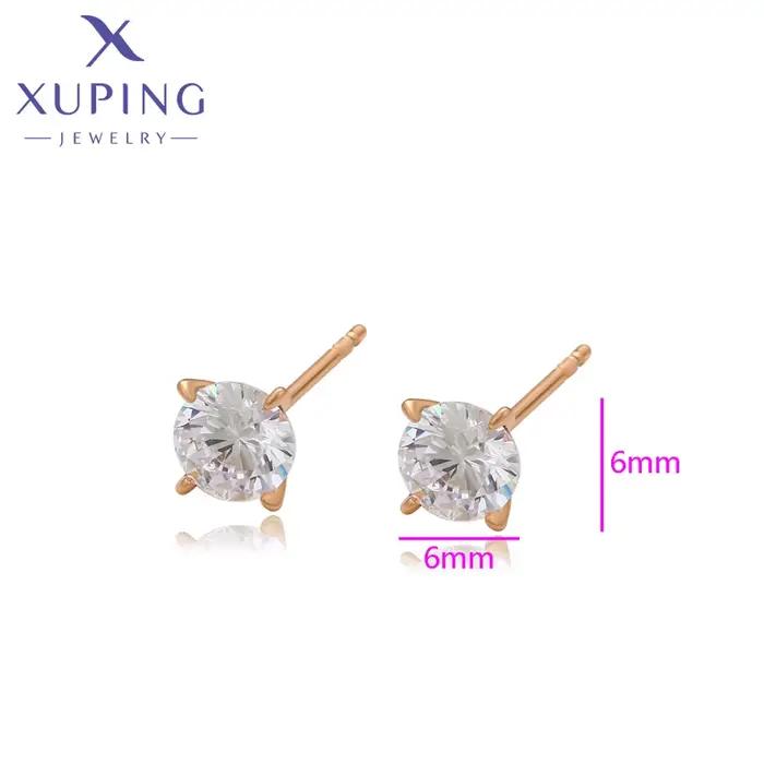 Boucles d'oreilles clous simples et élégantes couleur or pour femme occasions spéciales classiques zircone cubique rond style intemporel elegance女性耳环简洁优雅金色女士特殊场合经典立方氧化锆圆形风格永存