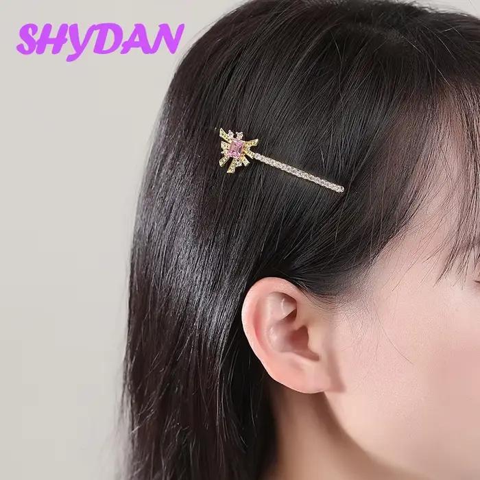 Pince à cheveux SHYDAN en argent sterling 925 et or 18 carats avec zircon rose pour femme