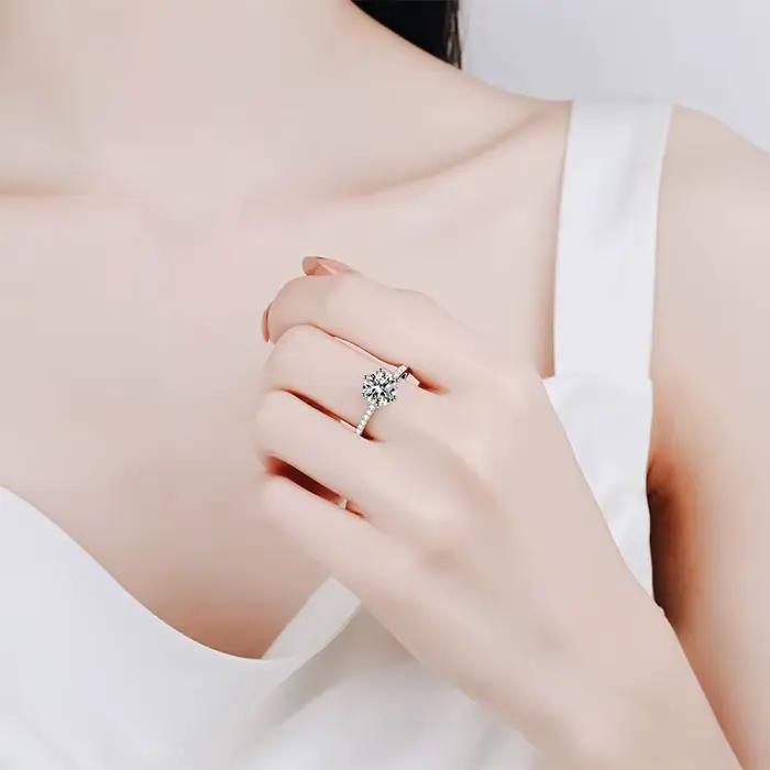 Bague en argent sterling 925 avec moissanite 2 carats pour femme, bague de mariage en argent 925, alliance de fiançailles, bijoux de mode