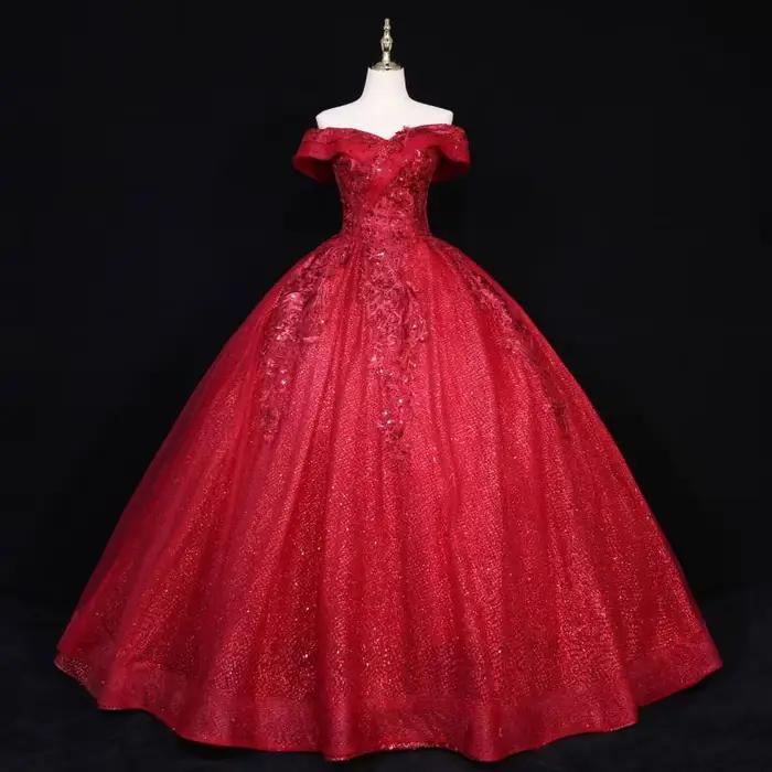 Robe de Mariée Palace Dream Asymétrique Epaule Dénudée Jupe Moelleuse Robe de Soirée Personnalisée Occasions Spéciales
