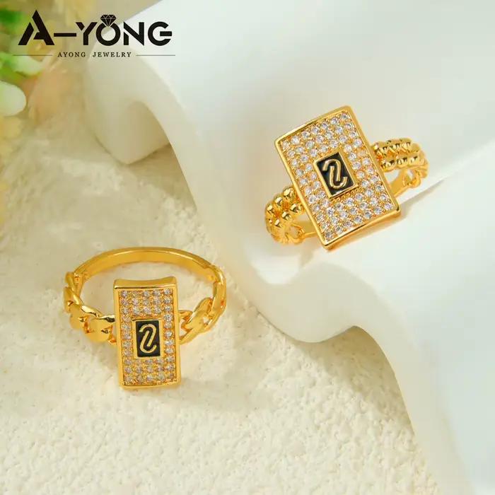 Bagues Hip Hop italiennes en zircone plaquées or 24 carats style punk arabe bijoux vintage pour femmes événements et soirées
