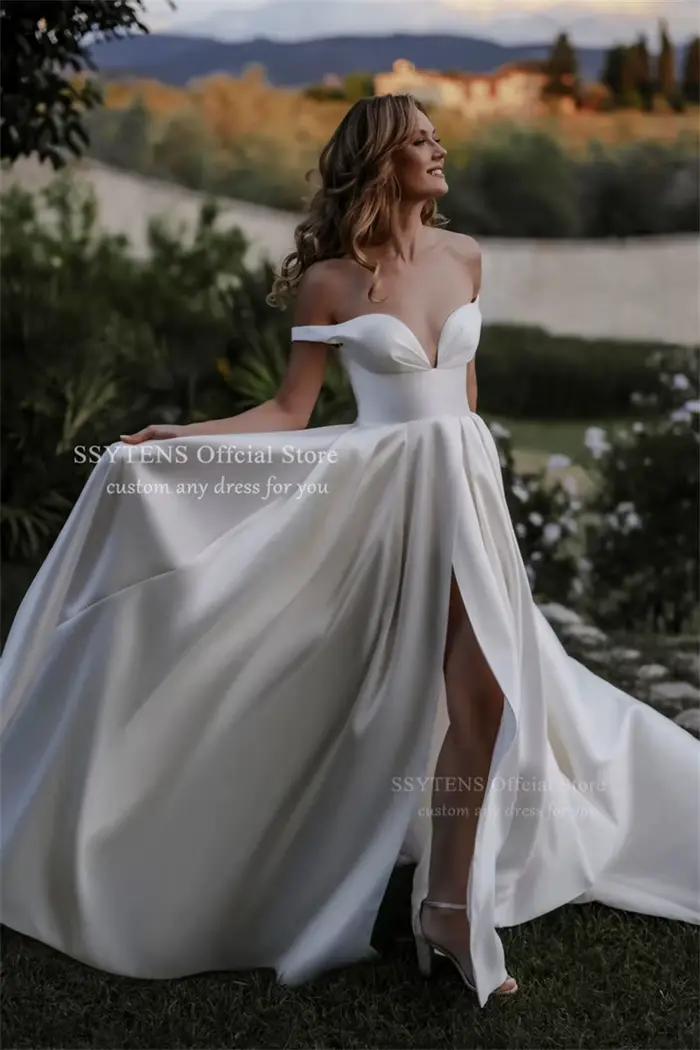 SSYTENS élégant blanc robes De mariée civile bohème robe