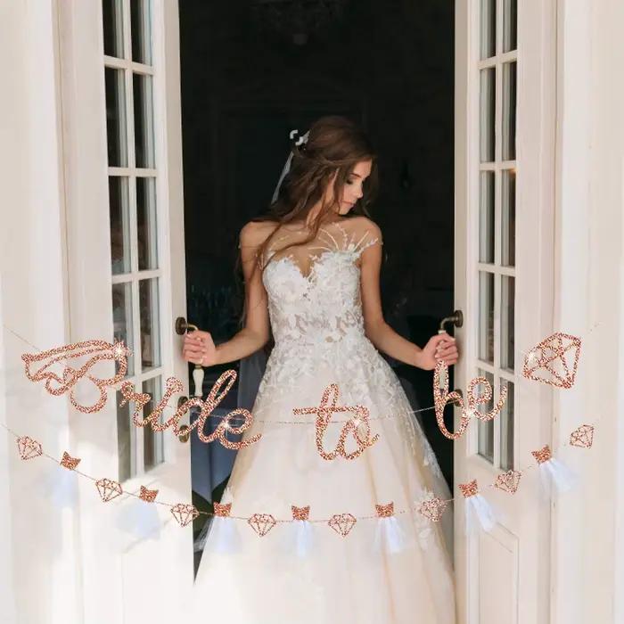 Bannière de mariée en or rose papier pailleté pour mariage fiançailles et enterrement de vie de jeune fille装饰性婚庆装饰带用于婚礼、订婚和单身派对