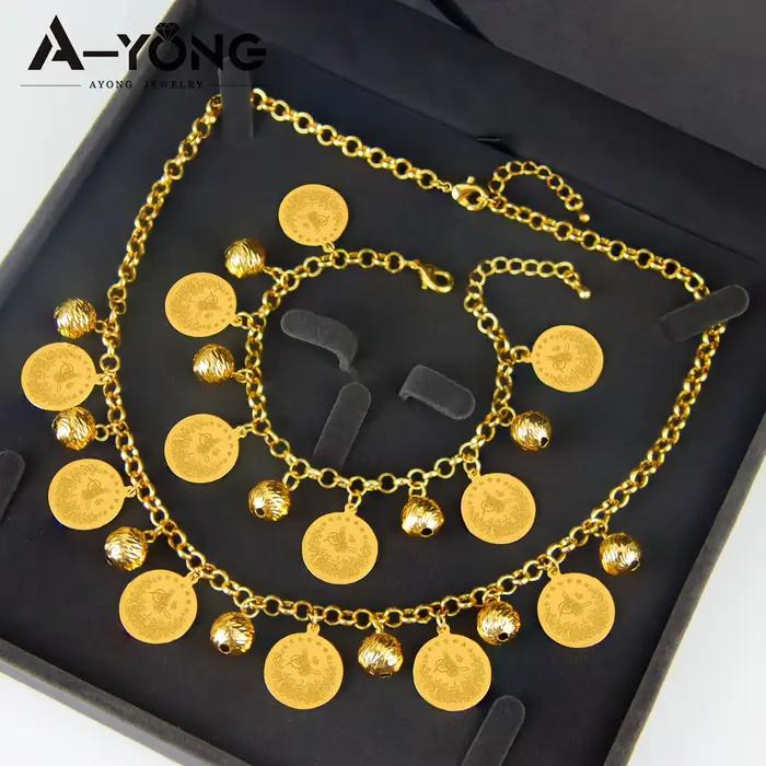 Parure de bijoux turques Lira en plaqué or 21 carats