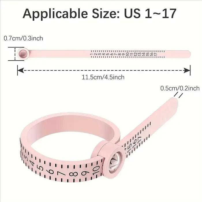 Outil de mesure américain Ring Dimender 1-17 avec loupe, ruban à mesurer pour bagues, règle souple pour bagues