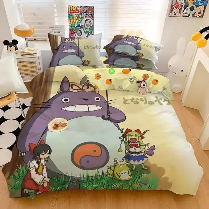 Nouveau Anime Totoro ensemble de literie housse de couette ensemble de lit housse de couette taie d'oreiller couette king Queen Size garçons adulte ensemble de literie