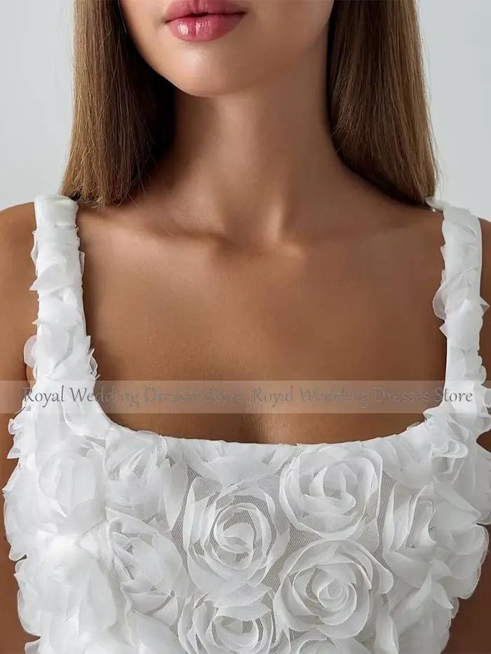Mini robe de mariée à fleurs roses blanches pour femmes