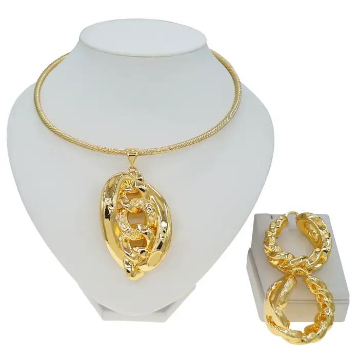 Yulaili grande taille boucle d'oreille collier pendentif brésilien italien ensemble de bijoux pour femmes dames cadeau accessoires de fête HK 125614