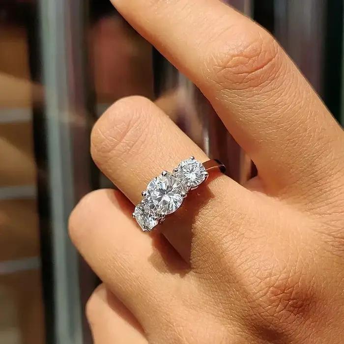 Bague de fiançailles en diamant Moissanite 4 carats avec certificats