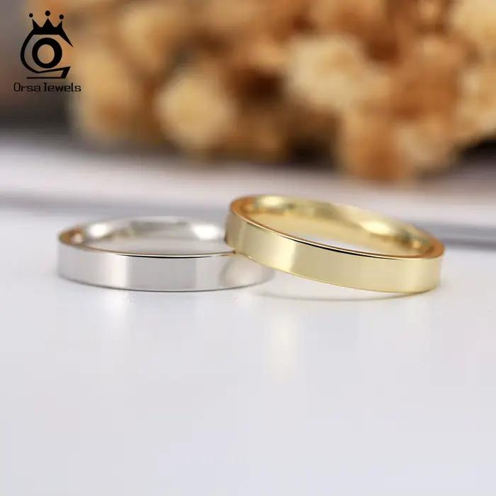 ORSA-Bagues minimalistes en argent regardé 925 pour femme, salariés WELS, brillant, or 14 carats, bague empilable, bijoux fantaisie, cadeau, 1mm, 2mm, 3mm, APR33