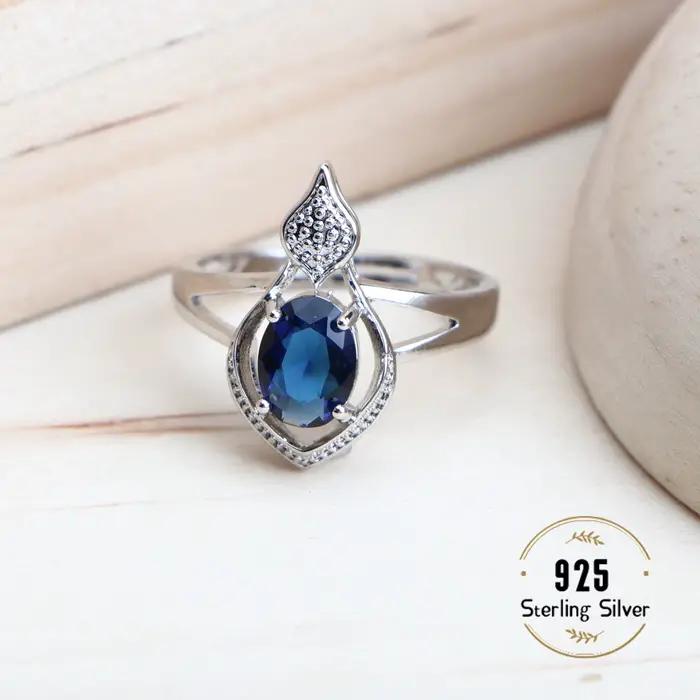 Ensemble de bijoux de mariée en argent 925 serti de zircone cubique bleu pour femmes occasions spéciales mariage fête utilisation quotidienne