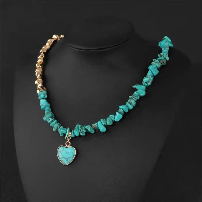 2025 nouveau coeur pierre pendentif collier puce irrégulière