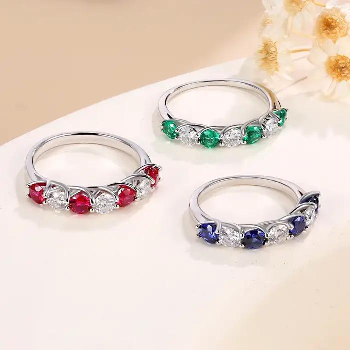 Bague de mariage en argent sterling 925 sertie d'émeraude et moissanite pour femmes occasions spéciales engagement alliance de fiançailles