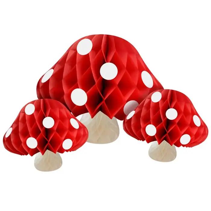 Boule en nid d'abeille en forme de champignon, décoration de scène de fête de mariage, boule de fleur en papier, décor de fête d'anniversaire pour enfants et adultes
