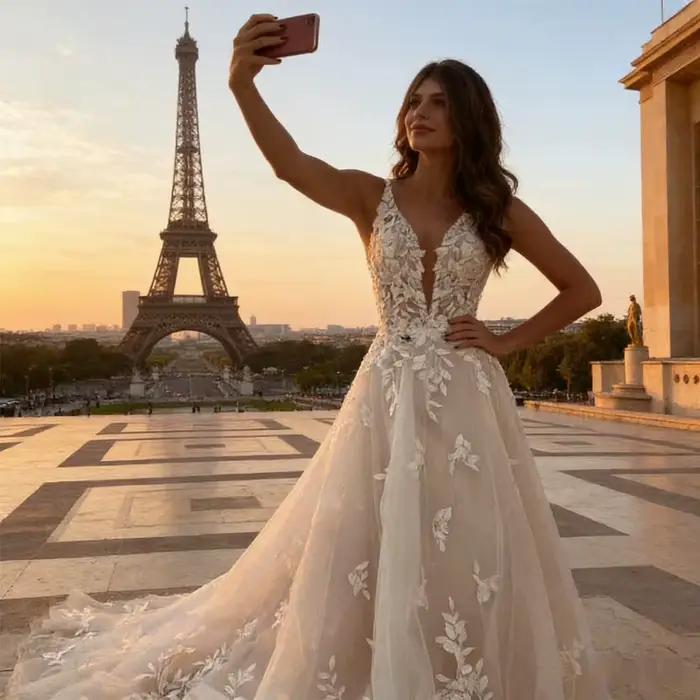 Robes de mariée personnalisées BEPEITHY sexy en dentelle coupe trapèze pour jeunes femmes françaises 2026