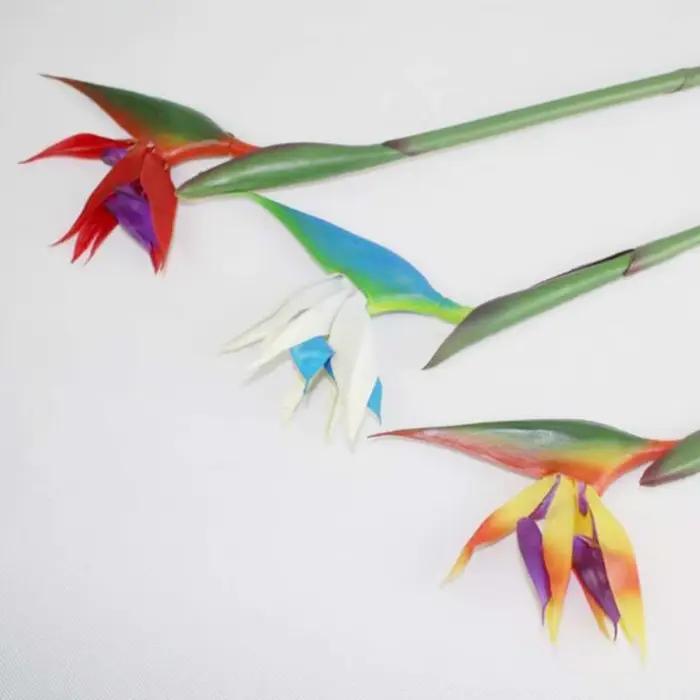 Décorations de mariage et d'intérieur : Fleurs artificielles à longue tige en soie, fleurs en latex Crane, fleurs tropicales