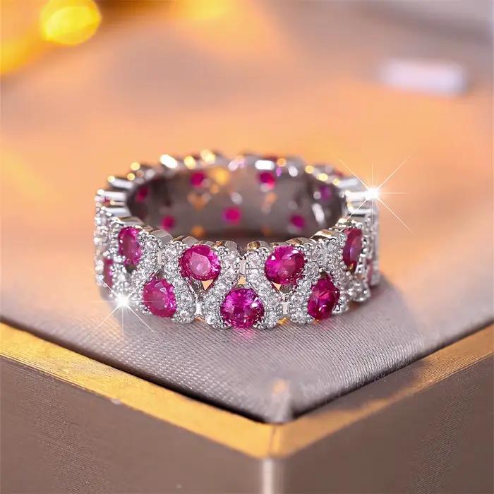 Bague de fiançailles en pierre ronde en cristal vert pour femmes