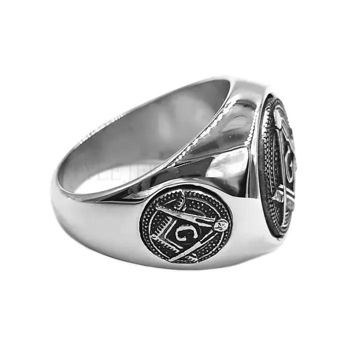 Bague maçonnique classique en acier inoxydable, boussole de franc-maçonnerie, moteur maçonnique, bague de motard pour hommes et femmes, vente en gros 831B