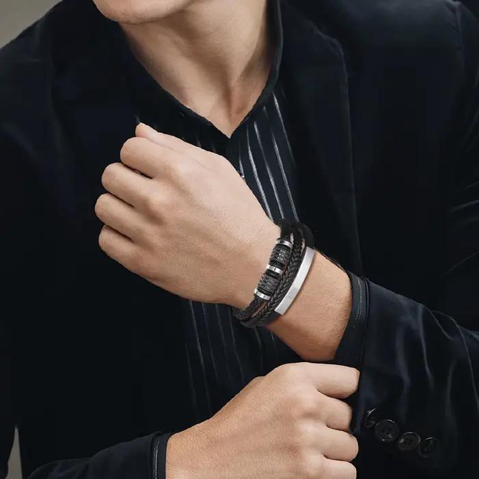 Bracelets en cuir pour hommes, nouveaux accessoires combinés multicouches tissés à la main, bijoux classiques pour hommes, vente en gros directe