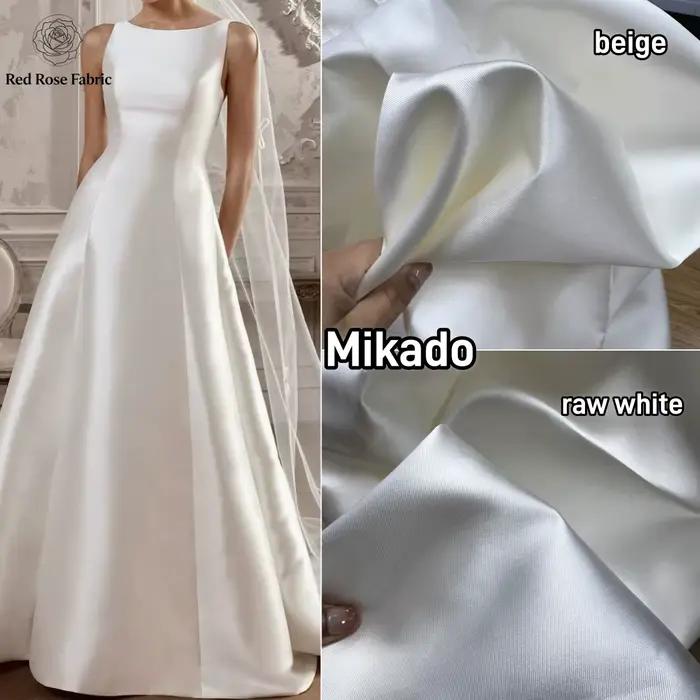 Tissu Satiné Rigide Beige Ivoire Mikado Pour Robe De Mariée Taille Unique Couture Robe Mariage Occasions Spéciales
