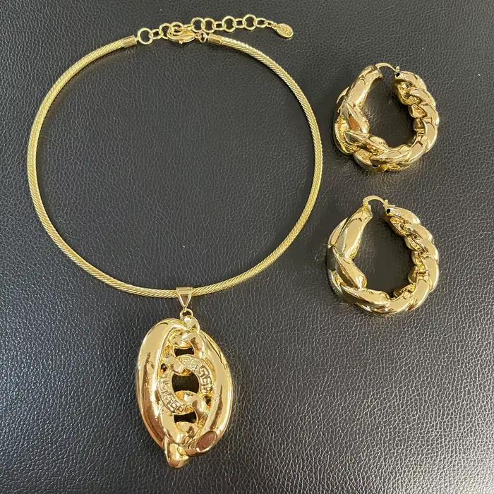 Yulaili grande taille boucle d'oreille collier pendentif brésilien italien ensemble de bijoux pour femmes dames cadeau accessoires de fête HK 125614