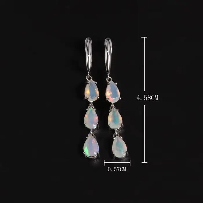 Boucles d'oreilles en argent sterling 925 serties d'opales naturelles pour femmes occasions spéciales elegance subtile sophistication elegance naturelle soirée de gala