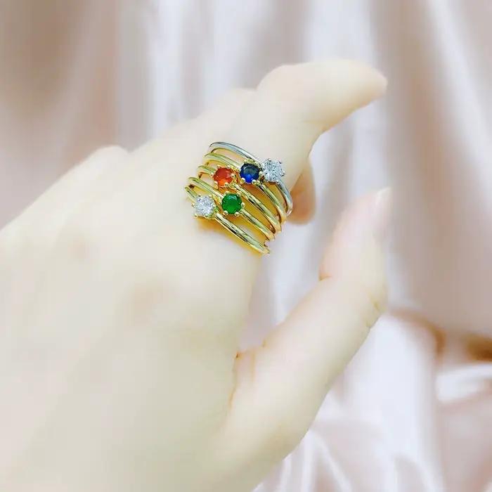 Anneaux de mariée de mariage pour les femmes Mini mignon or jaune couleur bijoux Zircon fiançailles mince bague en gros