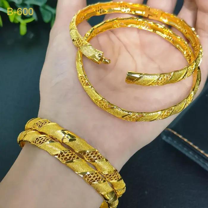 Bracelets de Dubaï 24K pour femmes, éthiopien, africain, mode, document en or, mariée saoudienne, bracelet de mariage, bijoux à la main, cadeaux
