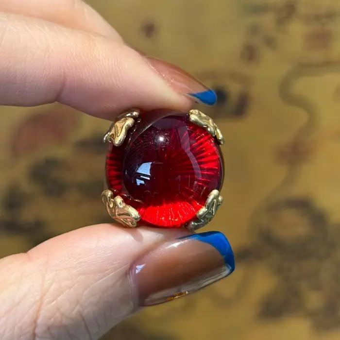 Parure de bijoux vintage carrée en émail rouge
