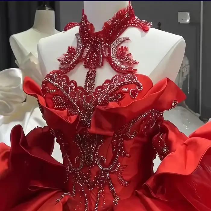 Robe de Mariée Personnalisée en Dentelle Brillante