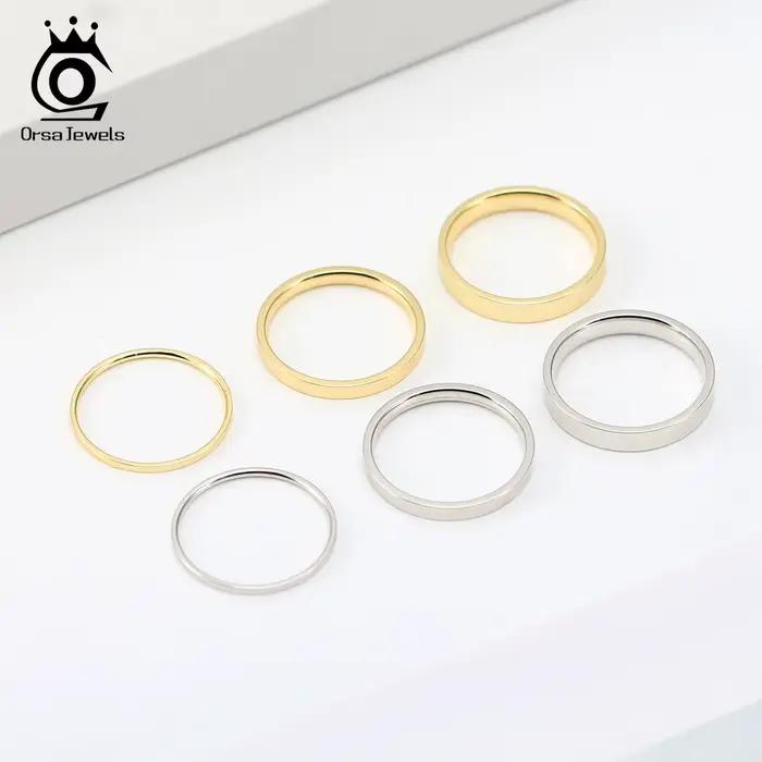 ORSA-Bagues minimalistes en argent regardé 925 pour femme, salariés WELS, brillant, or 14 carats, bague empilable, bijoux fantaisie, cadeau, 1mm, 2mm, 3mm, APR33