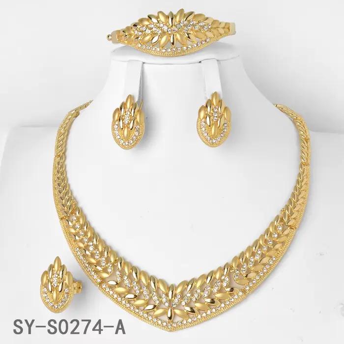 Ensemble de bijoux de luxe en forme de cuir chevelu plaqué or 18 carats