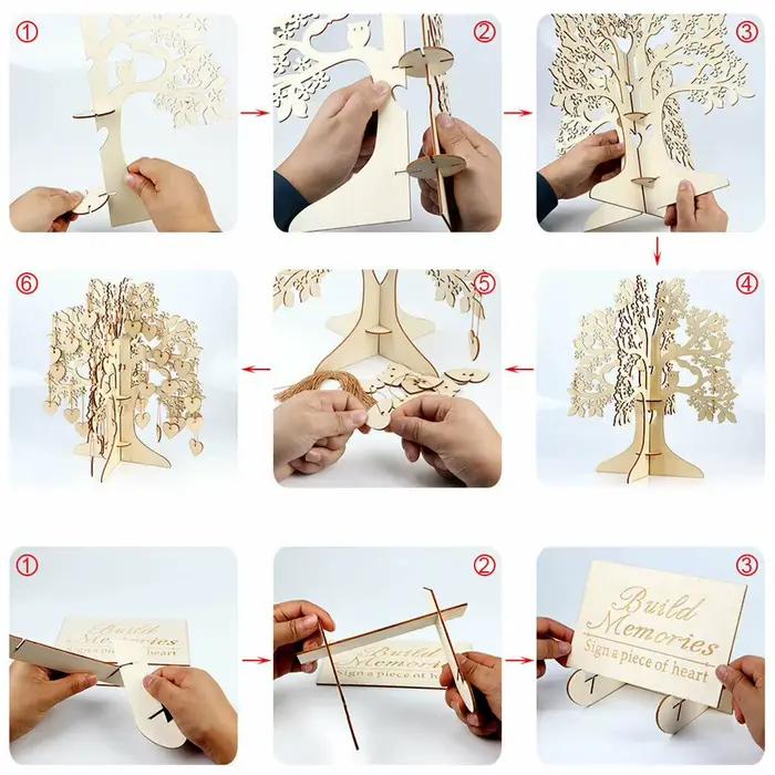 Livre d'or de mariage Arbre des vœux avec carte de message et nom