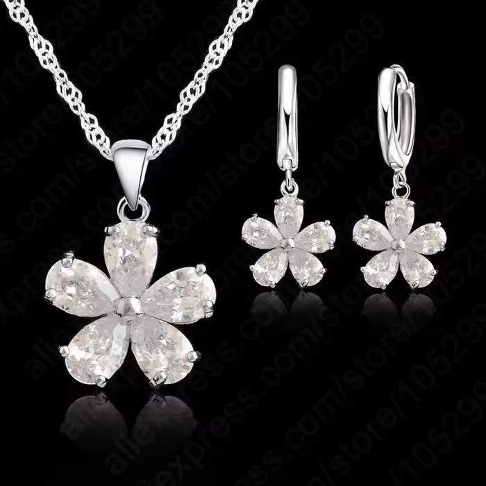 Parures de bijoux de mariage en argent sterling 925 pour femmes