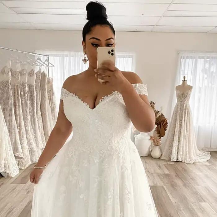 Robe de mariée 2025 – Robe de mariée sexy et exquise à col en V